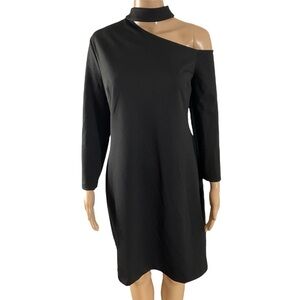 NWT Trina Turk Women’s Reina Dress Black One Shoulder Choker Neck Size 10